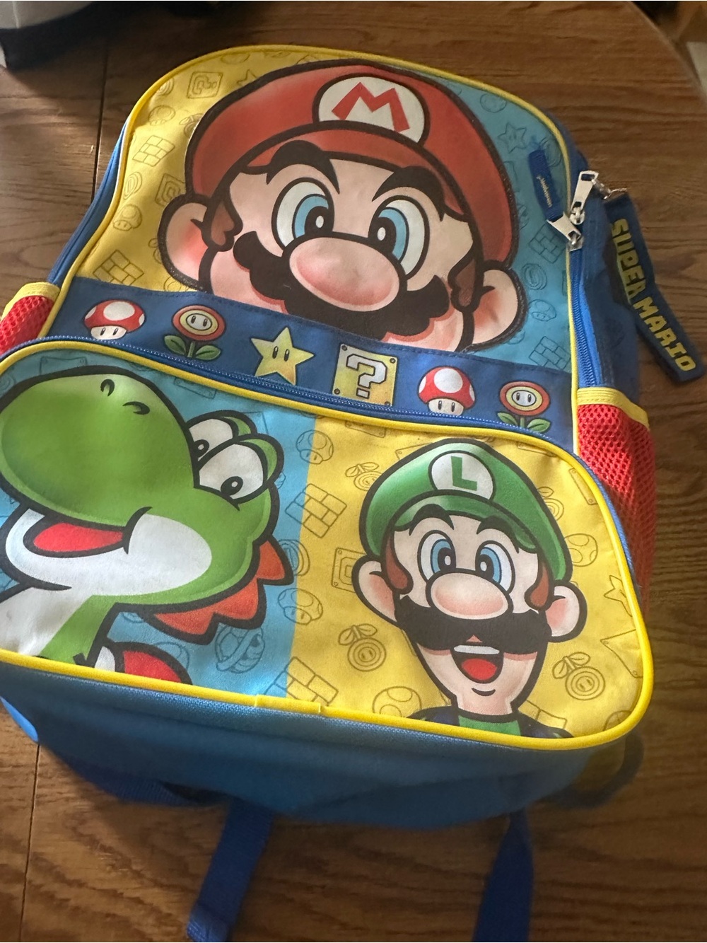 Nintendo Kids Backpack with Bright Blue, Yellow, Red Characters
